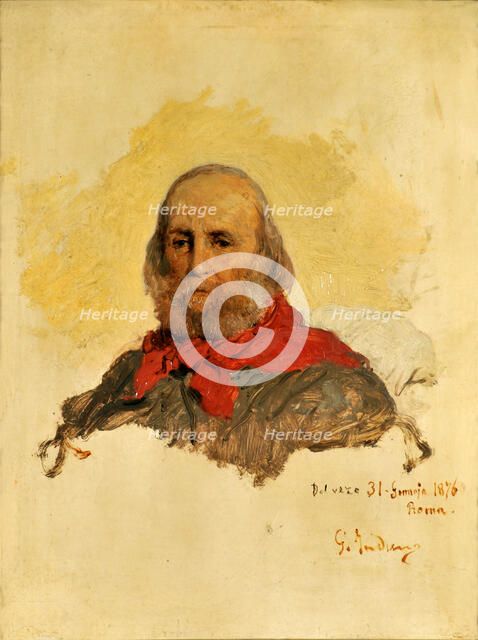 Portrait of Giuseppe Garibaldi (1807-1882), 1860. Creator: Induno, Gerolamo (1825-1890).