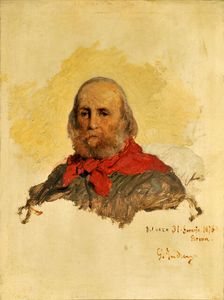 Portrait of Giuseppe Garibaldi (1807-1882), 1860. Creator: Induno, Gerolamo (1825-1890)