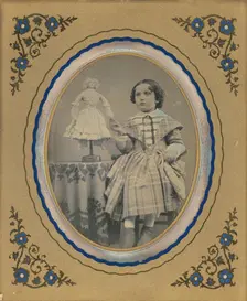 Portrait of girl with doll, about 1850. Creator: Unknown