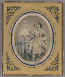 Portrait of girl with doll, about 1850. Creator: Unknown