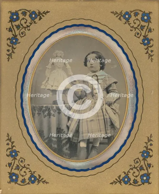 Portrait of girl with doll, about 1850. Creator: Unknown.