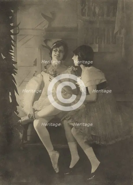 Portrait of girl and ballerina, 1915. Creator: Constant Puyo.