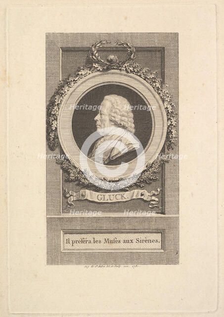Portrait of Gluck, 1781. Creator: Augustin de Saint-Aubin.