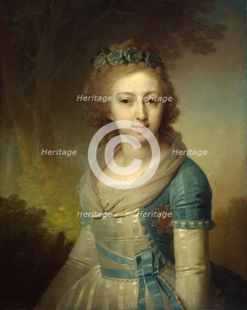 Portrait of Grand Duchess Yelena Pavlovna, 1796. Creator: Vladimir Borovikovsky.