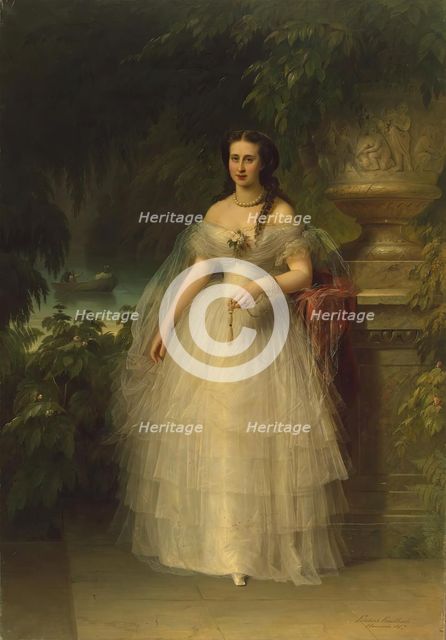 Portrait of Grand Duchess Alexandra Iosifovna, 1857. Creator: Friedrich August von Kaulbach.