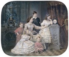 Portrait of Grand Duchess Alexandra Iosifovna of Saxe-Altenburg (1830-1911) with children