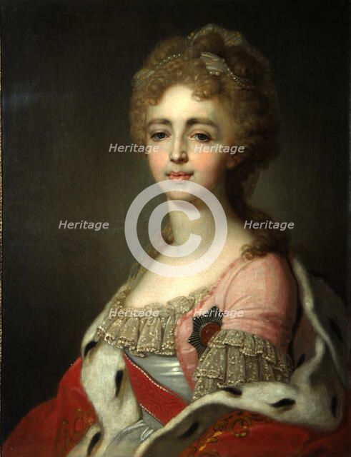 Portrait of Grand Duchess Alexandra Pavlovna (1783-1801), Daughter of Emperor Paul I, 1798. Artist: Borovikovsky, Vladimir Lukich (1757-1825)
