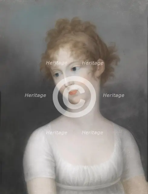 Portrait of Grand Duchess Elena Pavlovna of Russia (1784-1803), in white dress, 1804. Creator: Wagner (Wagener), Friedrich Erhard (1759-1813).