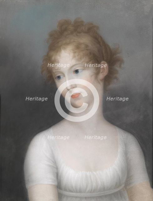 Portrait of Grand Duchess Elena Pavlovna of Russia (1784-1803), in white dress, 1804. Creator: Wagner (Wagener), Friedrich Erhard (1759-1813).