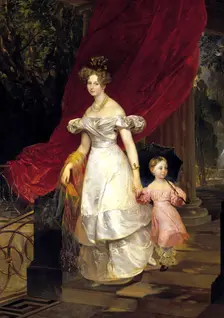 Portrait of Grand Duchess Elena Pavlovna of Russia (1807-1873) with her daughter Maria, 1830. Creator: Briullov, Karl Pavlovich (1799-1852)