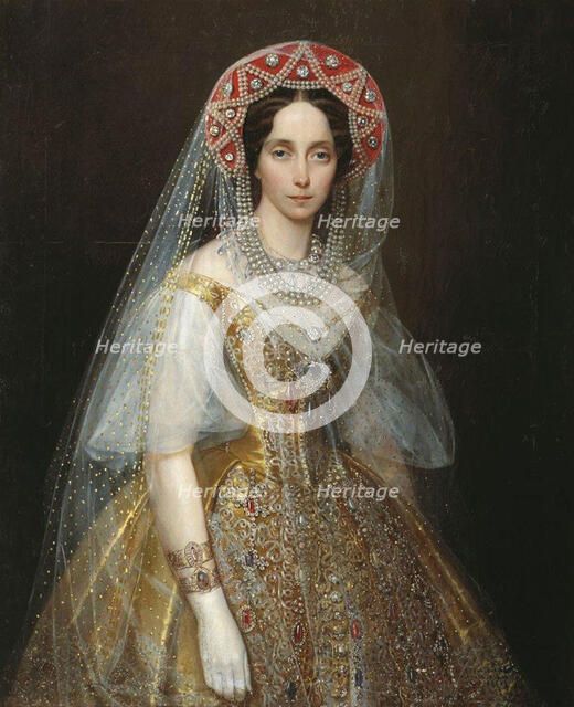 Portrait of Grand Duchess Maria Alexandrovna (1824-1880), future Empress of Russia, 1840s.  Creator: Makarov, Ivan Kosmich (1822-1897).