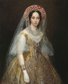 Portrait of Grand Duchess Maria Alexandrovna (1824-1880), future Empress of Russia, 1840s. Creator: Makarov, Ivan Kosmich (1822-1897)