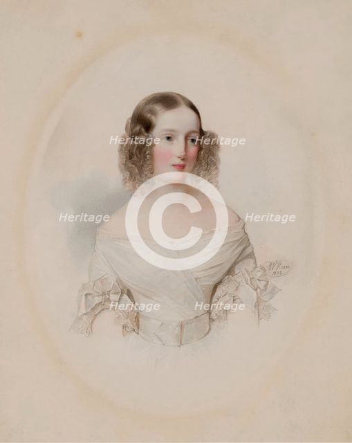 Portrait of Grand Duchess Olga Nikolaevna of Russia (1822-1892), Queen of Württemberg, 1838. Artist: Hau (Gau), Vladimir Ivanovich (1816-1895)