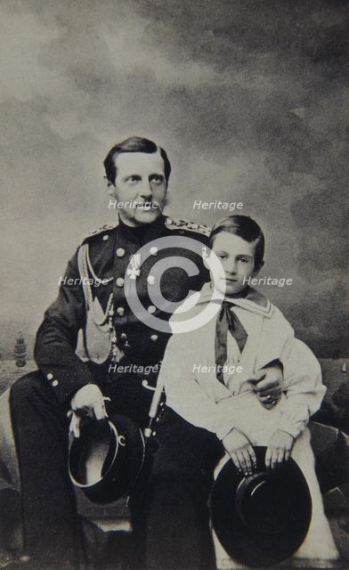 Portrait of Grand Duke Constantin Nikolaevich of Russia (1827-1892) with son Nicholas Constantinovic Artist: Levitsky, Sergei Lvovich (1819-1898)