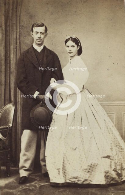 Portrait of Grand Duke Nicholas Alexandrovich of Russia (1843-1865) and Princess Dagmark, 1864. Creator: Hansen, Georg Emil (1833-1891).