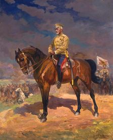 Portrait of Grand Duke Nikolai Nikolayevich (1856–1929) on Horseback, 1910s. Creator: Samokish, Nikolai Semyonovich (1860-1944)