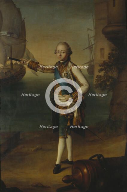 Portrait of Grand Duke Pavel Petrovich (1754-1801) in Admiral Uniform, 1769. Artist: Delapierre, Nicolas Benjamin (1739-1802)