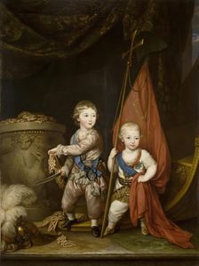 Portrait of Grand Dukes Alexander Pavlovich and Constantin Pavlovich, 1781. Creator: Richard Brompton