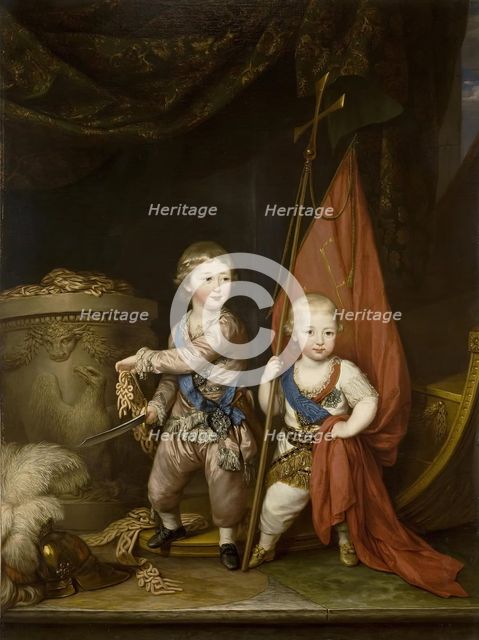 Portrait of Grand Dukes Alexander Pavlovich and Constantin Pavlovich, 1781. Creator: Richard Brompton.