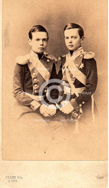 Portrait of Grand Dukes Vladimir Alexandrovich of Russia and Alexander Alexandrovitch of Russia, 1850s.