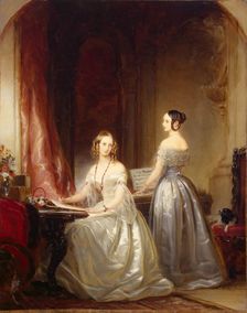Portrait of Grand Princesses Olga Nikolayevna and Alexandra Nikolayevna, 1840. Creator: Christina Robertson
