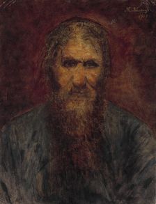 Portrait of Grigori Yefimovich Rasputin (1869-1916), 1914. Creator: Krarup, Theodora