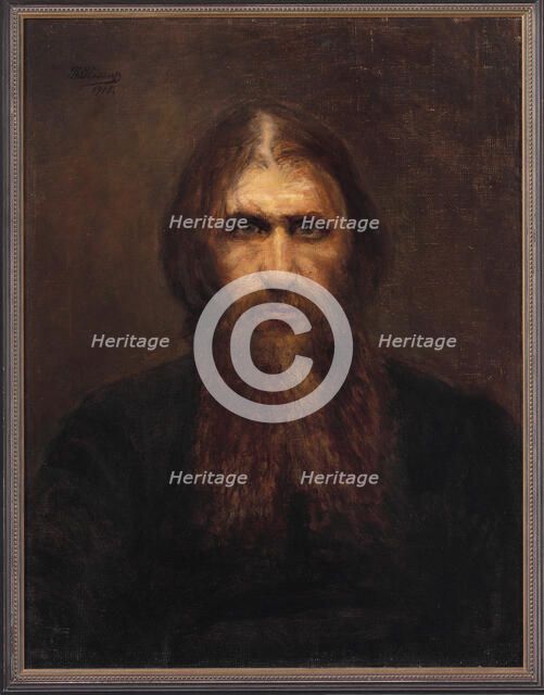 Portrait of Grigori Yefimovich Rasputin (1869-1916) as the holy man , 1915. Creator: Krarup, Theodora  .