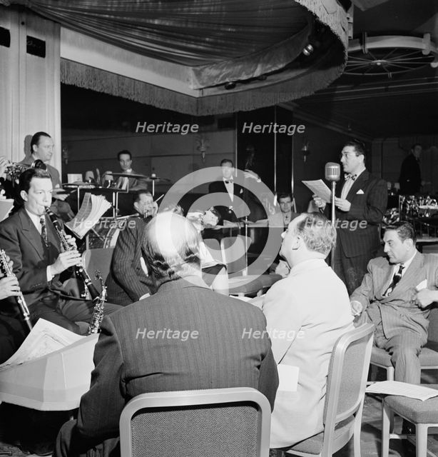 Portrait of Guy Lombardo and Don Rodney, Starlight Roof, Waldorf-Astoria, New York, ca. July 1947. Creator: William Paul Gottlieb.