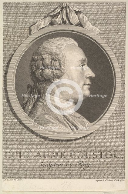 Portrait of Guillaume Coustou, 1770. Creator: Augustin de Saint-Aubin.
