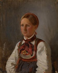 Portrait of Gunild Olsdatter from Tinn, 1848. Creator: Adolph Tidemand