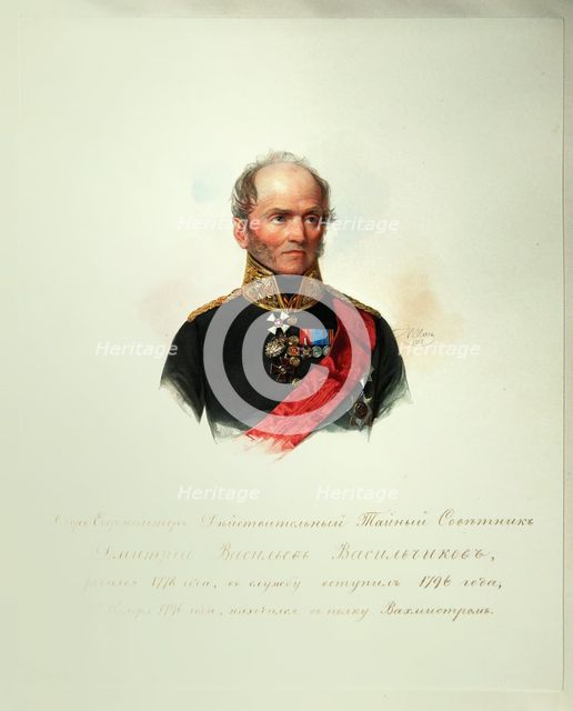 Portrait of Dmitri Vasilyevich Vasilchikov (1778-1859) (From the Album of the Imperial Horse Guards), 1846-1849. Artist: Hau (Gau), Vladimir Ivanovich (1816-1895)
