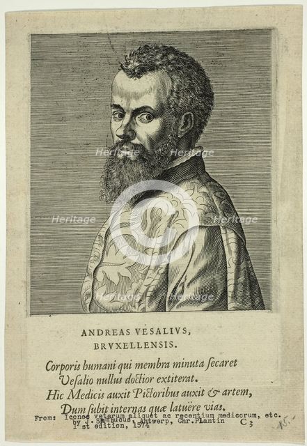Portrait of Doctor Andreas Vesalius of Brussels, published 1574. Creators: Unknown, Johannes Sambucus.
