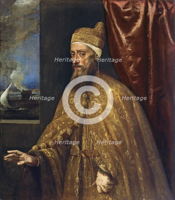 Portrait of Doge Francesco Venier. Artist: Titian (1488-1576)