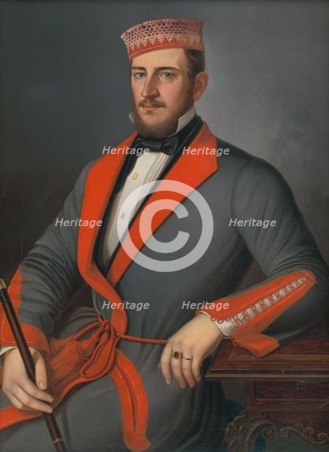 Portrait of Donáth Váradá-Szakmáry in a dressing gown, 1850-1900. Creator: Peter Michal Bohún.