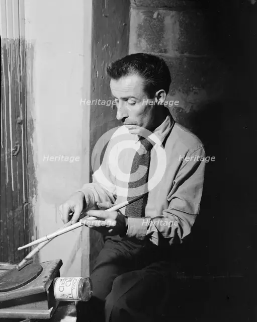 Portrait of Dave Tough, Eddie Condon's (basement), New York, N.Y., ca. 1946. Creator: William Paul Gottlieb.