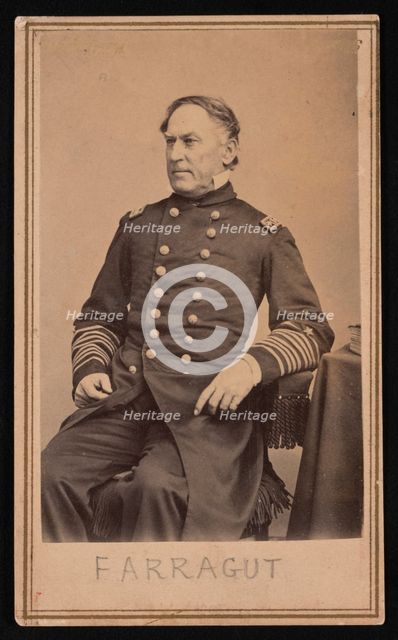 Portrait of David Glasgow Farragut (1801-1870), Before 1870. Creator: Brady's National Photographic Portrait Galleries.