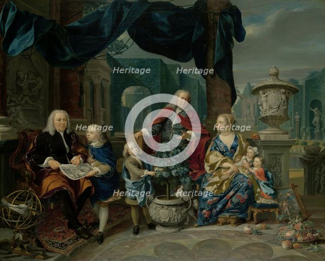 Portrait of David van Mollem with his Family, 1740. Creator: Nicolaas Verkolje.