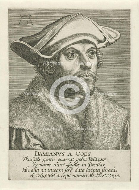 Portrait of Damião de Góis (1502-1574) after Albrecht Dürer  , Between 1587 and 1600. Creator: Galle, Philipp (Philips) (1537-1612).