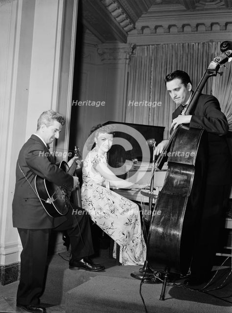 Portrait of Dardanelle, Joe Sinacore, and Bert Nazer, Sheraton Hotel, Satire Room(?), N.Y., 1946. Creator: William Paul Gottlieb.