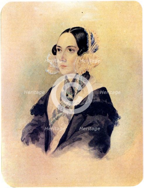 Portrait of Decembrist Baroness Anna von Rosen (1797-1883), 1832. Artist: Bestuzhev, Nikolai Alexandrovich (1791-1855)