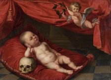 Portrait of deceased boy with vanitas motif, 17th century. Creator: Unknown