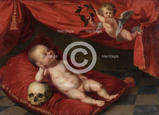 Portrait of deceased boy with vanitas motif, 17th century. Creator: Unknown.