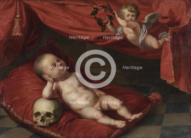 Portrait of deceased boy with vanitas motif, 17th century. Creator: Unknown.