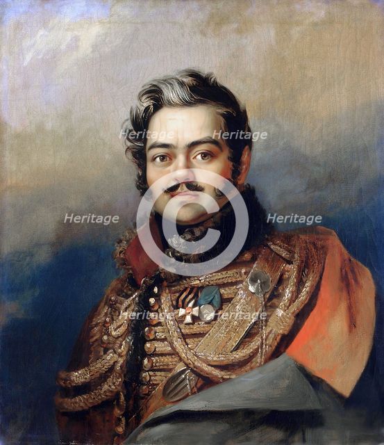 Portrait of Denis V. Davydov (1784-1839), 1824. Creator: Workshop of George Dawe.