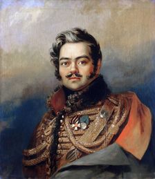 Portrait of Denis V. Davydov (1784-1839), 1824. Creator: Workshop of George Dawe
