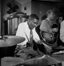 Portrait of Denzil Best, Billy Bauer, and Chubby Jackson, Pied Piper, New York, N.Y., ca. Sept. 1947 Creator: William Paul Gottlieb