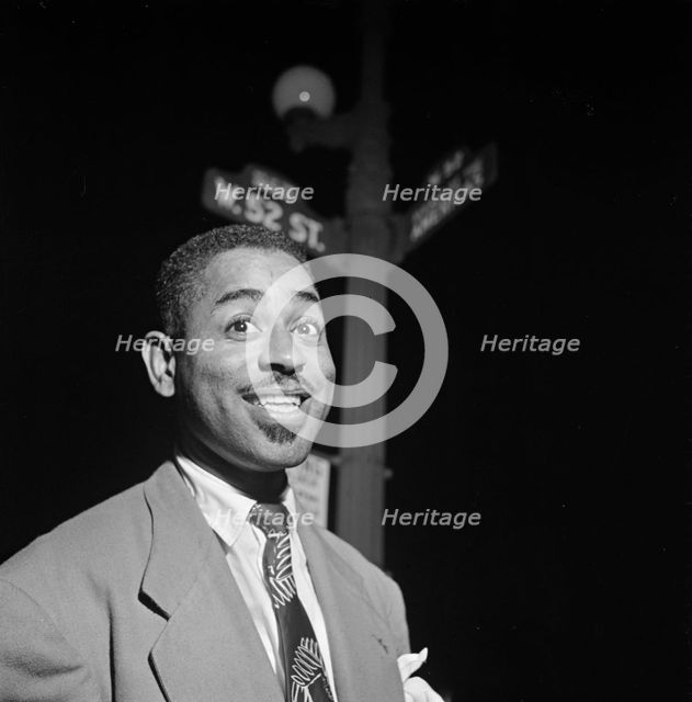 Portrait of Dizzy Gillespie, 52nd Street, New York, N.Y., 1946. Creator: William Paul Gottlieb.
