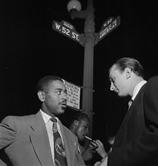 Portrait of Dizzy Gillespie, 52nd Street, New York, N.Y., 1946. Creator: William Paul Gottlieb