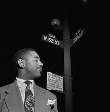 Portrait of Dizzy Gillespie, 52nd Street, New York, N.Y., 1946. Creator: William Paul Gottlieb