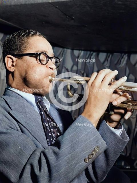 Portrait of Dizzy Gillespie, Famous Door, New York, N.Y., ca. June 1946. Creator: William Paul Gottlieb.
